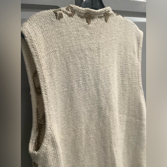 Express Tricot British Crown Woman’s Sweater Vest Ivory Beige Sz Large - Picture 10 of 13